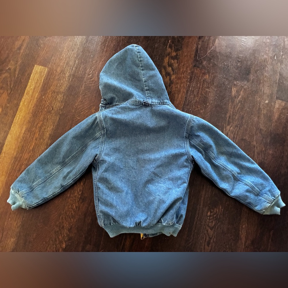 Carhartt Kids small Blue Denim Hooded Jacket (size 6-7)
